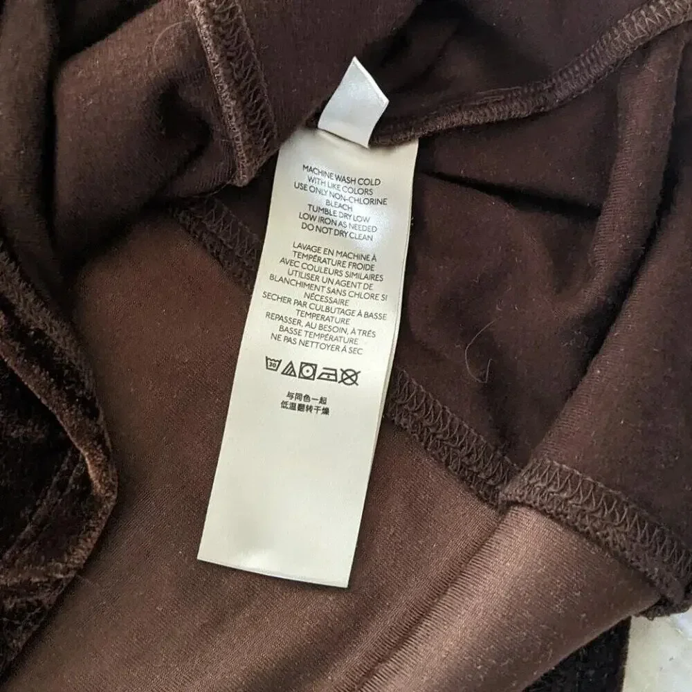 Free People Hold Me Velvet Puff Sleeve Women's Brown Long Sleeve Sz LRG